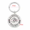 Stainless Steel Keychain Pendant Metal Round Family Key Chain Grandpa Affection Keyring Creative Gift Supplies 30MM LL