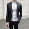 Men's Suits & Blazers 2023 Arrival High Quality Black Notch Lapel Single Breasted Leather Jacket For Stylish Formal Mens Slim Fit Blazer