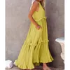 Casual Dresses Summer Women's Elegant Ankle Length Cake Dress Off Shoulder Round Neck High Midje Pullover Long Apricot Robe