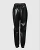 Women's Pants Women Black Pu Leather Casual 2023 Autumn Fashion High Waist Pocket Design Sexy Tight Long Trousers Clothing Streetwear