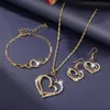 Ensembles de bijoux de mariage Mode coréenne Double coeur Collier Boucles d'oreilles Bracelet Ensemble pour femmes Charme Dames Accessoires de mariée Cadeaux 231116