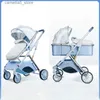 Poussettes # NOUVEAU 2023 Poussette bébé peut s'asseoir ou s'allonger pliant quatre roues chariot haute vue absorption des chocs nouveau-né bébé poussette bleu Q231116