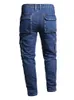 Pantalones vaqueros de motociclista con costura gris claro para hombre, pantalones rectos ajustados para motocicleta, ropa de calle informal de cintura media para primavera y otoño 28-40