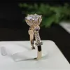 Pierścienie klastra Prawdziwy solidny 925 srebrny kwiat lotosu dla kobiet luksusowy ślub 6CT Diamentowy pierścień 18K Rose Gold Biżuteria