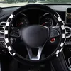 스티어링 휠 커버 2023 흑백 그리드 패션 자동차 커버 범용 비 슬립 액세서리