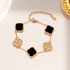 Классический дизайнерский золотой браслет для женских модных браслетов 4/четыре листового клевера ювелирные изделия 18 тыс. Золотой браслет для женских мужчин Цепочка подарки 7qqr