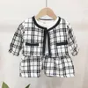 Mamelucos 2 piezas Otoño Invierno Primavera Fiesta Bebé Niñas Ropa Abrigo a cuadros Tops Vestido de tutú Trajes formales aptos para 0 6 años 231116