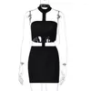 الفساتين غير الرسمية AVV Summer Est Sexy Women Hollow Out Bodycon Mini Dress Solid Halter Backless Party Night Clubwear Vestidos