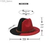 Geniş Memlu Şapkalar Kova Şapkaları Kadın Erkekler İki Ton Geniş Sözlü Fedora Şapkaları Klasik Kuşak Panama Şapkası Kemer Tokalı Şapkalar Klasik Düğün Caz Top Şapkaları YQ231116