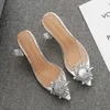 Chaussures habillées Été Transparent Talons Hauts 7cm Sandales Femmes Sexy Slip-on Bout Pointu Pompes Chaussures Mode Confort Argent Sandales De Fête 231116