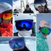 Ski Goggles COPOZZ Ski Goggles with Case Yellow Lens UV400 Anti-fog Spherical Ski Glasses Skiing Men Women Snow Goggles Lens Box Set 231116