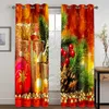 Curtain 2023 Merry Christmas Red Snowman Santa Claus Thin Shading 2 Panels For Bedroom Living Room Home Hook Decor