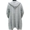 Herrtröjor grå stickad kofta mode lång manlig casual ärm outwear höst vinter varm hoodie lös streetwear 231116