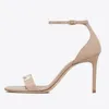 Fashion Women Sandals Famous AMBER 85 mm Pumps Italy Perfect Nude Black Patent Leather Peep Toe Clare Sling Button Designer Wedding Party High Heels Sandal Box EU 35-43