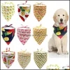 Dog Apparel Cotton Dogs Bandana Puppy Triangle Scarfs Cats Bibs Fruit Dinosaur Pattern Pet Accessories Summer Style Xbjk2106 Drop De Otg6Q