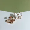 Boucles d'oreilles à tige Motif S925 Argent Sterling Papillon Femmes Grace Personnalité Fille Or Rose 18K Anti Allergie Bijoux Mode # 9