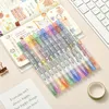 Highlighters 12pcs Creative Magic Color Highlighter Changeable Color Hand Account Marker Pen Set Dual Tip Art Marker 231116