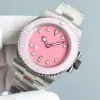 女性は自動機械デザイナーウォッチ防水ピンクの女性腕時計40mmモントレデフルク