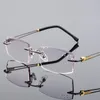 Sunglasses Frames 0- /-4.50 1.61Custom Finished Prescription Glasses Mens Rimless Eyewear Frame Ultralight Titanium Optics Gradient Lens