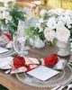テーブルナプキン4PCSレッドリップル3次元の抽象的な四角50cm結婚式の飾り布布キッチン