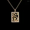 Collane con ciondolo Squisito Zircone Drago di buon auspicio Stile etnico cinese Dodici Zodiaco Collana Ricchezza da donna Amuleto Gioielli