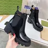 Damen-Stiefel, Leder, Chelsea-Stiefeletten, Vollnarbenleder, Elastizität, Plateau, Slip-on, runde Zehenpartie, Damen-Outdoor-Schuhe, Luxus-Designer, flache Stiefeletten, Martin