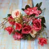 Decorative Flowers 2pcs Gifts Wedding Decoration Bouquet 6 Heads Autumn Rose Hydrangea Artificial Roses
