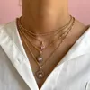 Kettingen Roze Kristal Liefde Hart Twisted Chain Hanger Ketting Voor Vrouwen Multilayer Vol Strass Tennis Sleutelbeen Sieraden