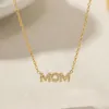 Kedjor Creative Mom Letter Necklace For Women's Mother's Day Cubic Zirconia Ladies rostfritt stål smycken gåva