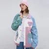 السترات للرجال Aelfric Eden Color Block Patchwork Corduroy Heart Varsity Jacket Y2K Hiphop Streetwear Autumn Harajuku Casual Jacket Coat 231115