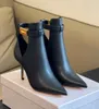 Perfect Nice Nice Nell Onkle Boot Calf Leather Black عارية حمراء مدببة على رأس الكعب العالي الحفلات سيدة العلامة التجارية المشي الأنيقة الجوارب EU35-43