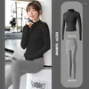 Actieve sets naadloze yoga -pak dames fitnesspakken push up panty sport top sportkleding met lange mouwen set droping product gym