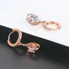 Dangle Oorbellen Klassieke Spiraal Rose Goud Kleur CZ Zirconia Drop Fashion Engagement Sieraden Voor Vrouwen Gift E685