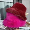 Casquettes de balle Big Fluffy Fausse Fourrure Chapeau de godet pour les femmes de luxe en peluche pêcheurs chaud pêcheur d'hiver Colorf et magnifique livraison directe F Dhsfy