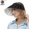 Cappelli a tesa larga Cappelli a secchiello Cappelli estivi per protezione solare Donna Shell Parasole Vuoto Top Cappello a tesa larga Outdoor Beach Sport Tennis Pieghevole Fascia per capelli Cappellini a secchiello YQ231116