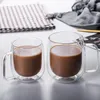 Bicchieri da vino 300ml / 425ml Vetro trasparente all'ingrosso con manico Tazza a doppia parete per bere caffè succhi di tè per uso domestico Bicchieri