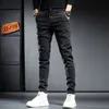 Men's Jeans Autumn Winter Baggy Jeans Man Brushed Thicken Wool Plush Cowboy Black Korean Designer Clothing Cargos Drawstring Slim Trousers 231116