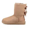 Australië Australische Klassieke Warme Winterlaarzen Dames Mini Half Snowboots Winter Vol bont Pluizige harige Satijnen Enkellaarzen Klassieke Booties Platform Maat 36-41