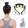 Massera nackkudde Electric Neck Massager Pulse Back 6 Lägen Kraftkontroll TENS Värme Cervical Pain Relief Tool Health Care Relaxation Machine 231115