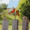 Decorazioni da giardino Palo per uccelli in metalloCinciallegre su un ramo Albero arrugginito Uccelli dipinti ad arte Decorazione per recinzione Soggiorno Decorazione del balcone