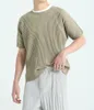 Homens camisetas 2023 clássico homme plisse homens harajuku streetwear roupas miyake plissado manga curta tripulação pescoço t-shirts