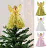 Decorações de natal anjo pingente pendurado anjos árvore ornamentos natal branco/rosa/ouro topper com asas presente para crianças