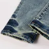 Jeans pour hommes 2023 Mode Tendance Couture Motif Patch Tissu Street Biker Pantalon Jean Bleu Moto Pantalon Punk Denim Long