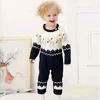 Barboteuses Noël cerf tricot combinaison enfants automne hiver bébé barboteuse rouge vêtements de noël né Onesie enfant en bas âge filles tenue 231115