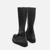 Bottes Femmes Bottes hautes pour femmes Zip en cuir boucle bottes hautes femme talons bas dames boucle ceinture femme chaussures chaussures gothiques 231116