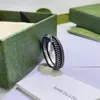 Fashion Silver Double Letter Snake Letter Ring Sculpture Designer Men Punk Open Adjustable Rings Shiny Classic Hip-hop Couple With Gift Box