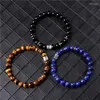 Strand Bouddha Braclet Hommes Naturel Oeil De Tigre Pierre Perles Bracelet Noir Lave Perlé Yoga Prière Bracelets Pour Femmes Bijoux De Mode