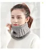 Bandanas Thick Winter Warm Ring Scarf For Women Solid Striped Soft Collor Neckerchief Outdoor Ski Full Mask Woolen Yarn Bufanda Muffler