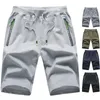 Men's Shorts Summer Casual Cotton With Zipper Pockets Breathable Beach Shorts Men Elastic Waist Jogger Shorts Clothing M-5XL