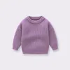 Pullover Baby Sweaters Autumn Winter Solid Color Sticked Tweater For Toddler Loose Round Neck Kids Outwear kläder 231115